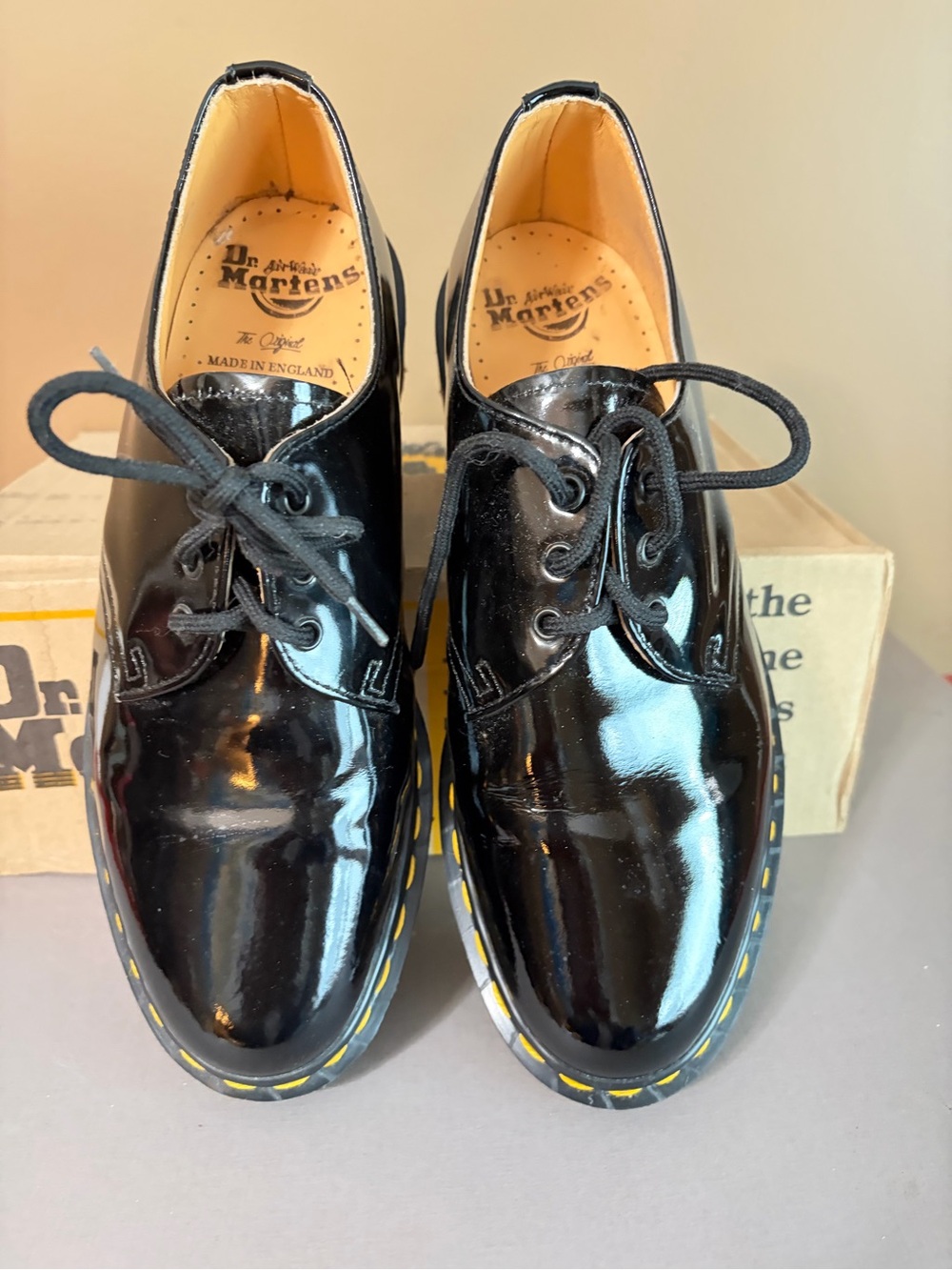 Dr. Martens Black Patent Leather 3-Eye Derby Shoes